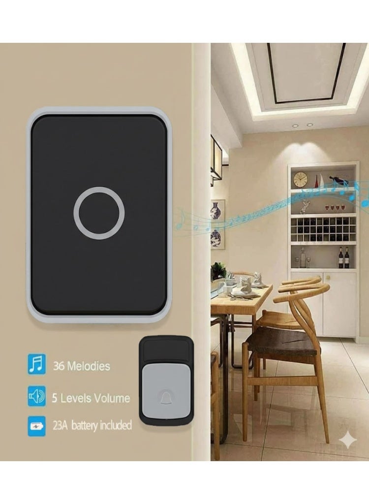 Wireless Doorbell with 36 Chimes, 5 Volume Levels, Long-Range Signal, Low Power Consumption, 12V 23A Battery – Easy Installation for Home, Office & Elderly Care (Assorted Color)) - Image 3